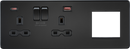 Knightsbridge MLA SFR992LMBB Screwless 13A 2G DP Socket with USB Fastcharge + 2G Modular Combination Plate - Matt Black