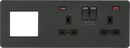 Knightsbridge MLA SFR992RAT Screwless 13A 2G DP Socket with USB Fastcharge + 2G Modular Combination Plate - Anthracite