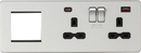 Knightsbridge MLA SFR992RBC Screwless 13A 2G DP Socket with USB Fastcharge + 2G Modular Combination Plate - Brushed Chrome