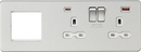 Knightsbridge MLA SFR992RBCW Screwless 13A 2G DP Socket with USB Fastcharge + 2G Modular Combination Plate - Brushed Chrome