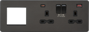 Knightsbridge MLA SFR992RSB Screwless 13A 2G DP Socket with USB Fastcharge + 2G Modular Combination Plate - Smoked Bronze