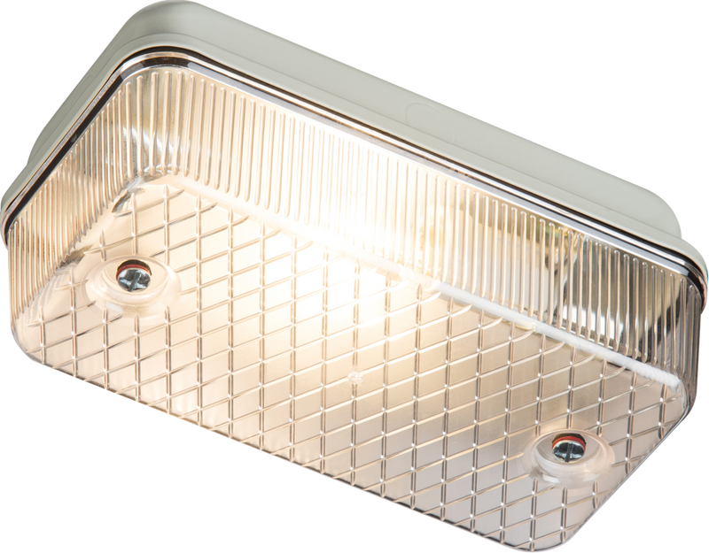 Knightsbridge MLA E27PC 230V IP65 100W max (ES) E27 Bulkhead with Clear Prismatic Diffuser and Aluminium Base