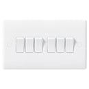 BG 846 White Nexus Moulded Six Gang Switch, 10AX 2 Way