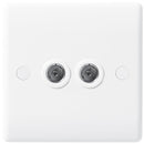 BG 863 Nexus White Moulded Isolated 2-Gang Co-axial Socket