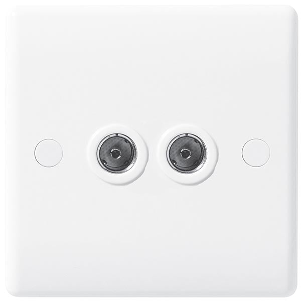 BG 863 Nexus White Moulded Isolated 2-Gang Co-axial Socket