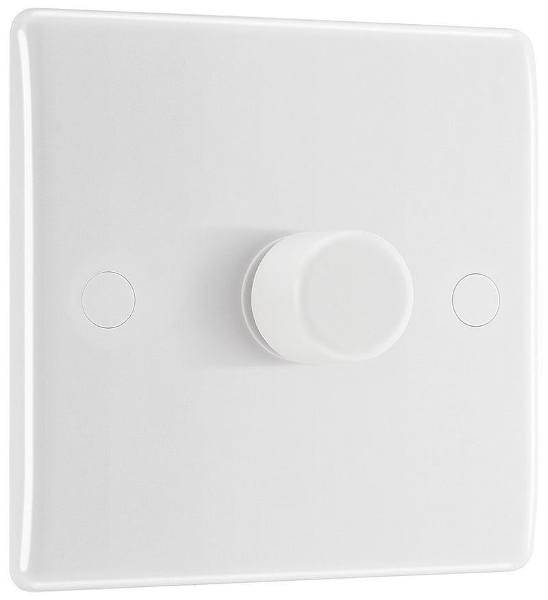 BG 881 Nexus White Moulded Intelligent 400W 1-Gang Dimmer Switch, 2-Way Push On-Off