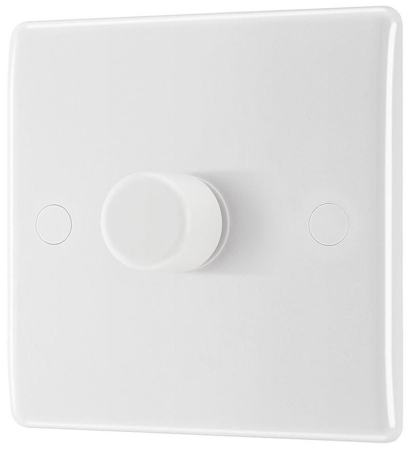BG 881 Nexus White Moulded Intelligent 400W 1-Gang Dimmer Switch, 2-Way Push On-Off