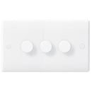 BG 883 Nexus White Moulded Intelligent 400W 3-Gang Dimmer Switch, 2-Way Push On-Off