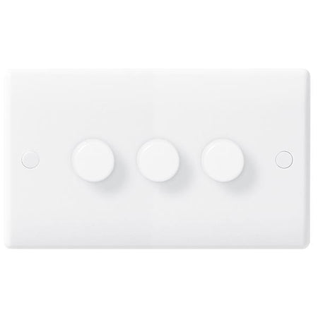 BG 883 Nexus White Moulded Intelligent 400W 3-Gang Dimmer Switch, 2-Way Push On-Off