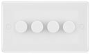 BG 884 Nexus White Moulded Intelligent 400W 4-Gang Dimmer Switch, 2-Way Push On-Off