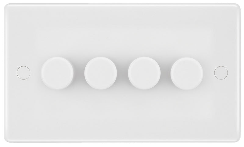 BG 884 Nexus White Moulded Intelligent 400W 4-Gang Dimmer Switch, 2-Way Push On-Off