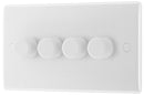 BG 884 Nexus White Moulded Intelligent 400W 4-Gang Dimmer Switch, 2-Way Push On-Off