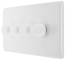 BG 884 Nexus White Moulded Intelligent 400W 4-Gang Dimmer Switch, 2-Way Push On-Off