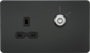 Knightsbridge MLA Screwless SFR9LOCKAT 13A 1G DP Lockable socket - Anthracite with black insert