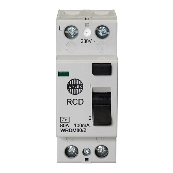 Wylex WRDM80-2 80A, 100mA DP Type A RCD