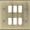 Knightsbridge MLA GDCS6AB 6G grid faceplate - antique brass