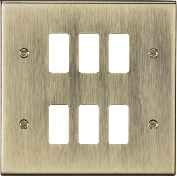 Knightsbridge MLA GDCS6AB 6G grid faceplate - antique brass