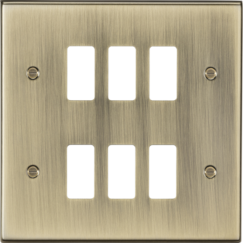 Knightsbridge MLA GDCS6AB 6G grid faceplate - antique brass