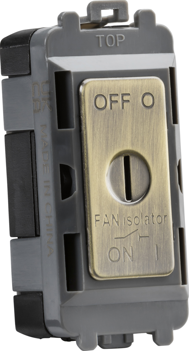 Knightsbridge MLA GDM021AB 10A fan Isolator key switch module - antique brass