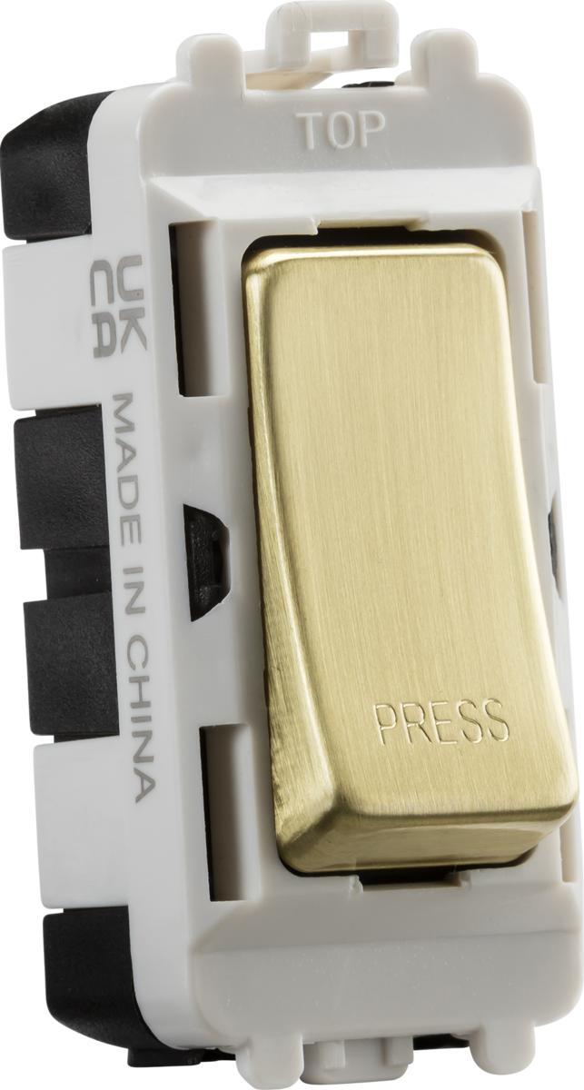 Knightsbridge MLA GDM006BB 20AX 2 way retractive SP module (marked PRESS) - brushed brass