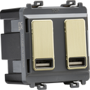 Knightsbridge MLA GDM016BB Dual USB charger module (2 x grid positions) 5V 2.4A (shared) - brushed brass