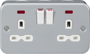 Knightsbridge MLA MR9000N Metal Clad 13A 2G DP switched socket with neon