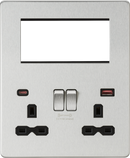 Knightsbridge MLA SFR994BC Screwless Small Multimedia Combination  Plate with FASTCHARGE - Brushed Chrome