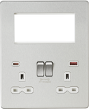 Knightsbridge MLA SFR994BCW Screwless Small Multimedia Combination  Plate with FASTCHARGE - Brushed Chrome