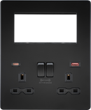 Knightsbridge MLA SFR994MBB Screwless Small Multimedia Combination  Plate with FASTCHARGE - Matt Black