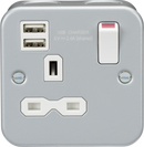 Knightsbridge MLA MR9124 Metal Clad 13A 1G Switched Socket with Dual USB Charger (2.4A)