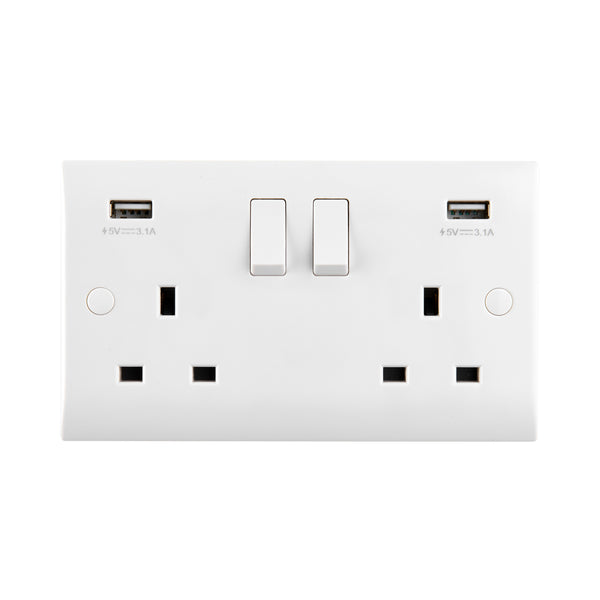 Saxby CE423 13A 2G DP Switched Socket with twin 5V USB