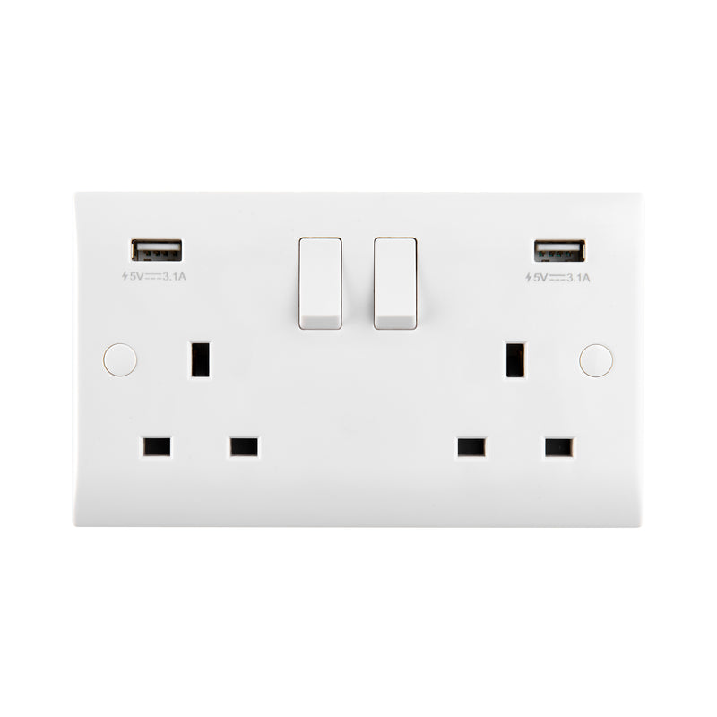 Saxby CE423 13A 2G DP Switched Socket with twin 5V USB