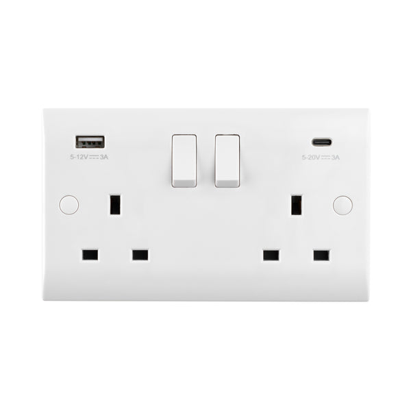 Saxby CE424 13A 2G DP Switched Socket with 45W USB A+C