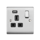 Saxby RS413BSB 13A 1G DP Switched Socket with 2.1V USB