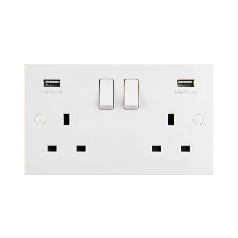 Saxby SE423 13A 2G DP Switched Socket with twin 5V USB