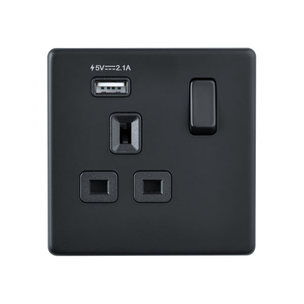 Saxby SL413BLB 13A 1G DP Switched Socket with 2.1V USB