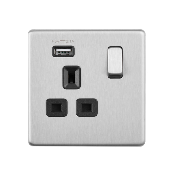 Saxby SL413BSB 13A 1G DP Switched Socket with 2.1V USB