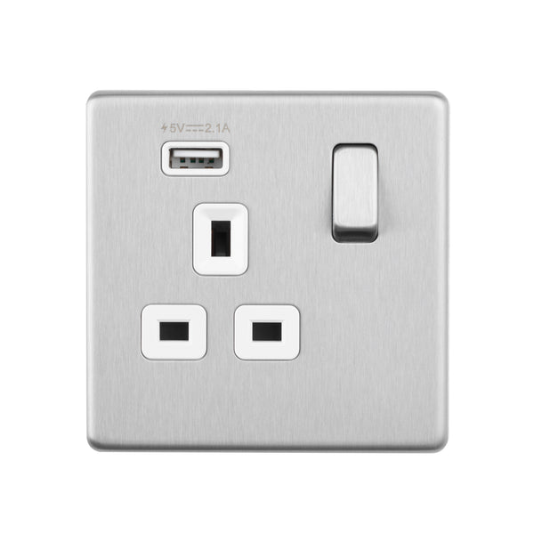 Saxby SL413BSW 13A 1G DP Switched Socket with 2.1V USB