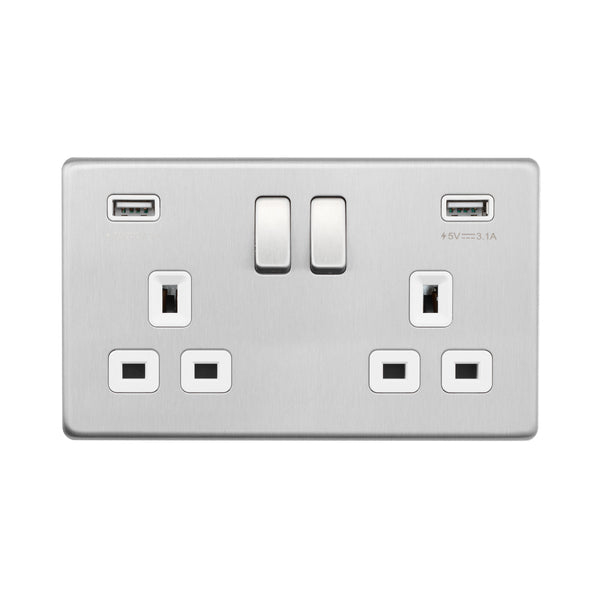 Saxby SL423BSW 13A 2G DP Switched Socket with twin 5V USB