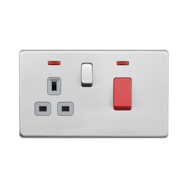 Saxby SL551BSG 45A DP Cooker Switch with 13A Socket with Neon