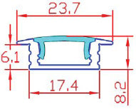 A2507 3m Length, Recessed Aluminium Profile for LED Strip Light