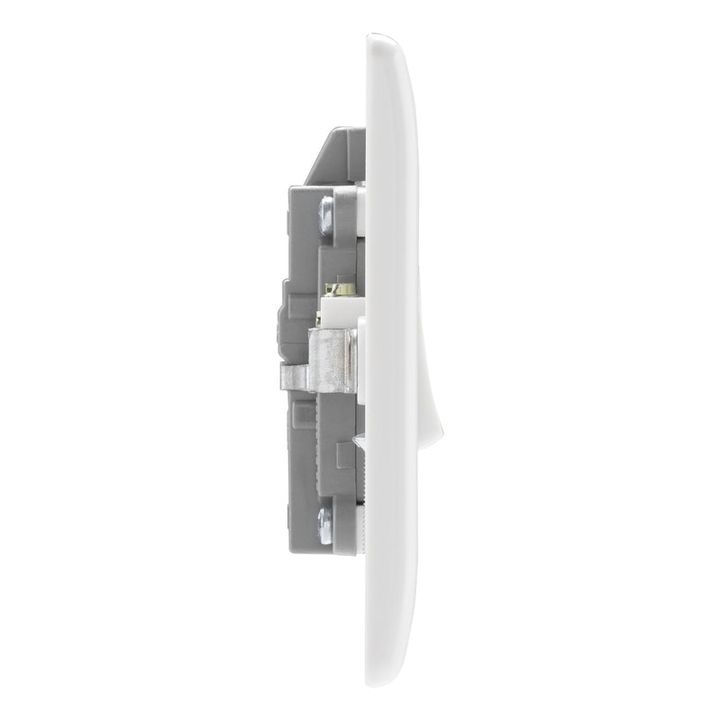 BG 833WH White Nexus Moulded Single Switch with Flex Outlet and Neon for Water Heater