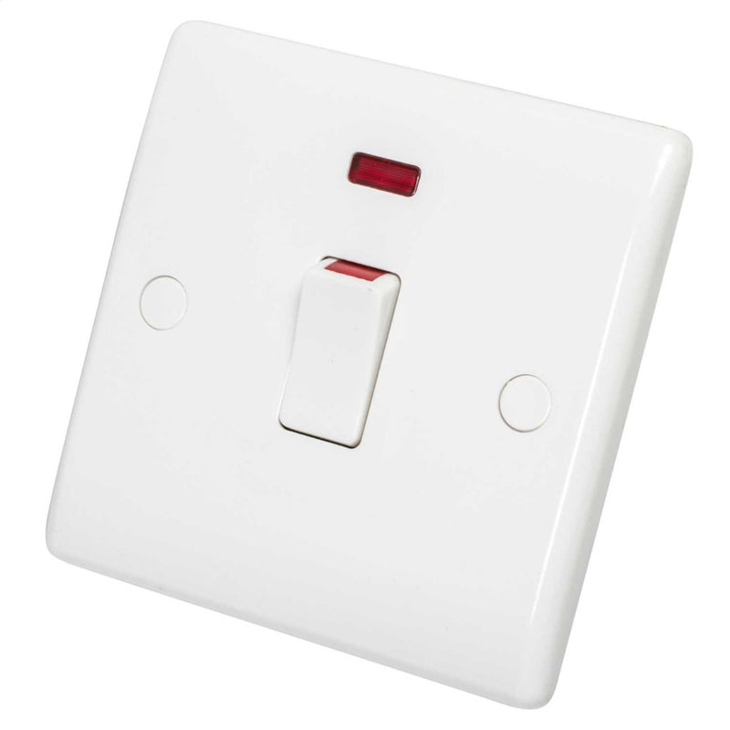 BG 831 White Nexus Moulded Single Switch with Neon, 20A