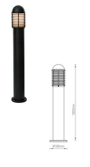 Saxby CH200E27BK 1M IP44 15W E27 Dimmable Louvre Bollard Light  - Matt Black