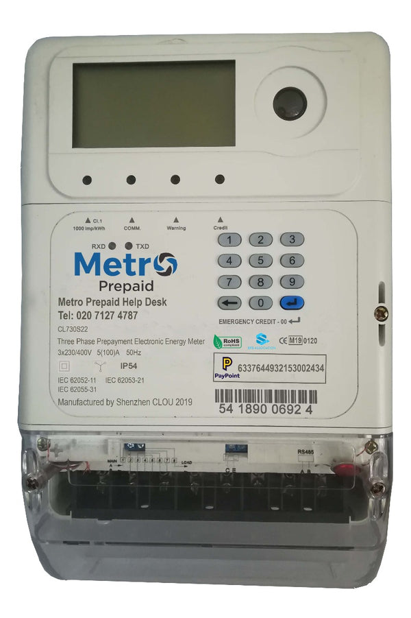 Metro MET002 Three Phase Prepaid Meter (CL730S22)