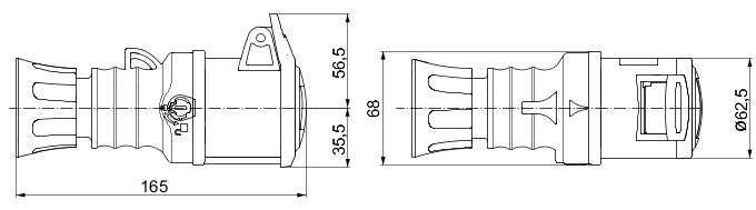 Gewiss GW62009H 3P+N+E 16A 380-415V, 6H Straight Connector