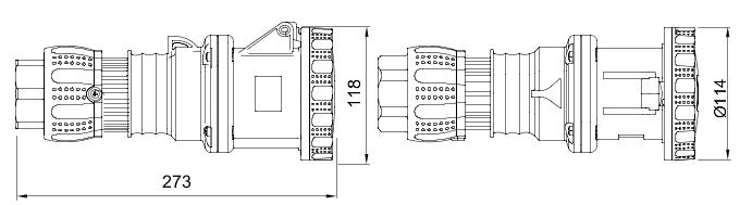 Gewiss GW63048H 63A, 2P+E Straight Connector HP w- Mantle Terminal 6H Outlet 200-250V