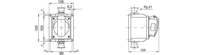 Gewiss GW62419 10°, 32A, 3P+E Angled Surface Mounting Socket 6H Outlet 380-415V