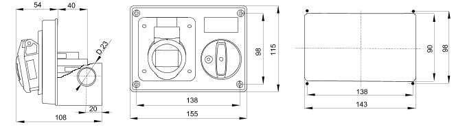 Gewiss GW66001 2P+E, 16A, Fixed Interlocked Horizontal Socket-Outlet w- Bottom 100 - 130V, 4H