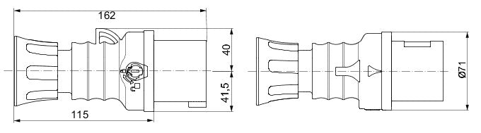 Gewiss GW60019H 3P+E 32A 380-415V, 6H Straight Plug